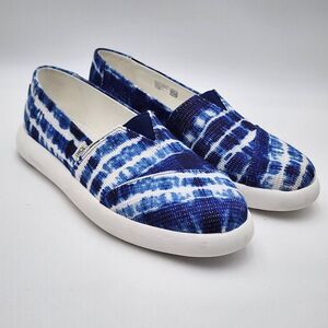 TOMS Alpargata Mallow Blue White Canvas Women's Size 10‎ SEE PHOTOS READ